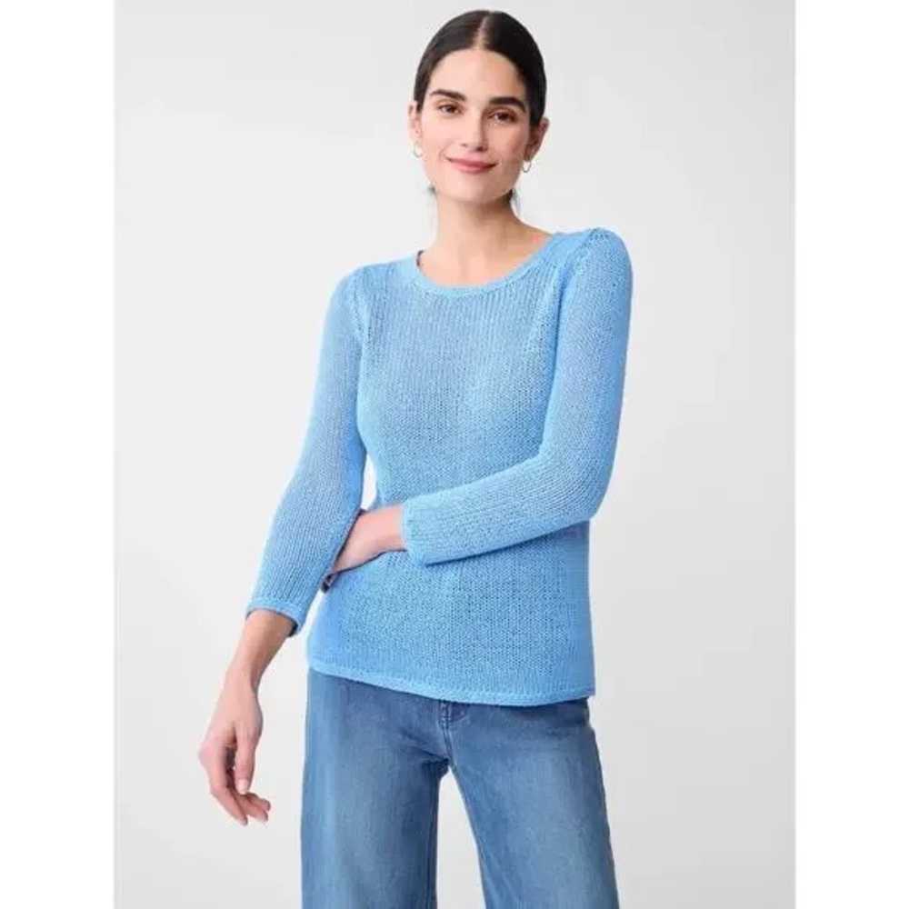 J. McLaughlin Pure Linen Cotton Sweater in Cornflower Blue Size Small.
